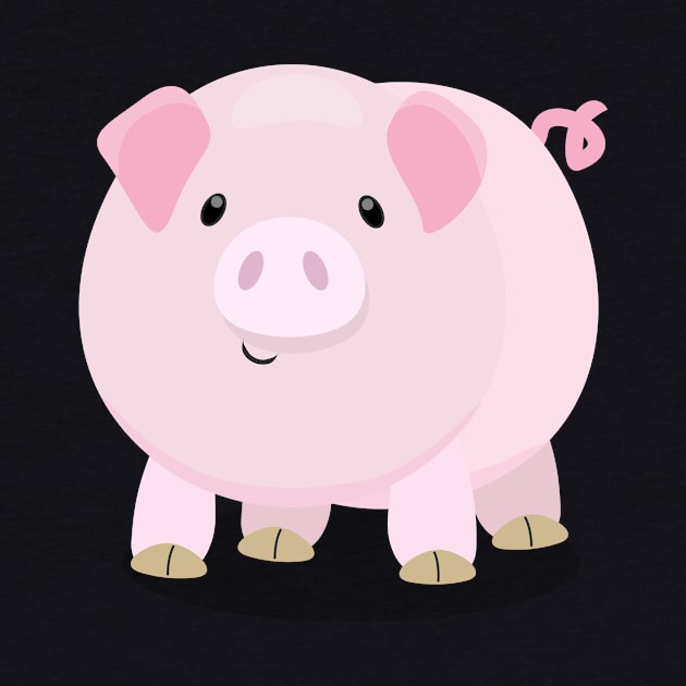 Cute pink pot bellied pig cartoon illustration by FrogFactory